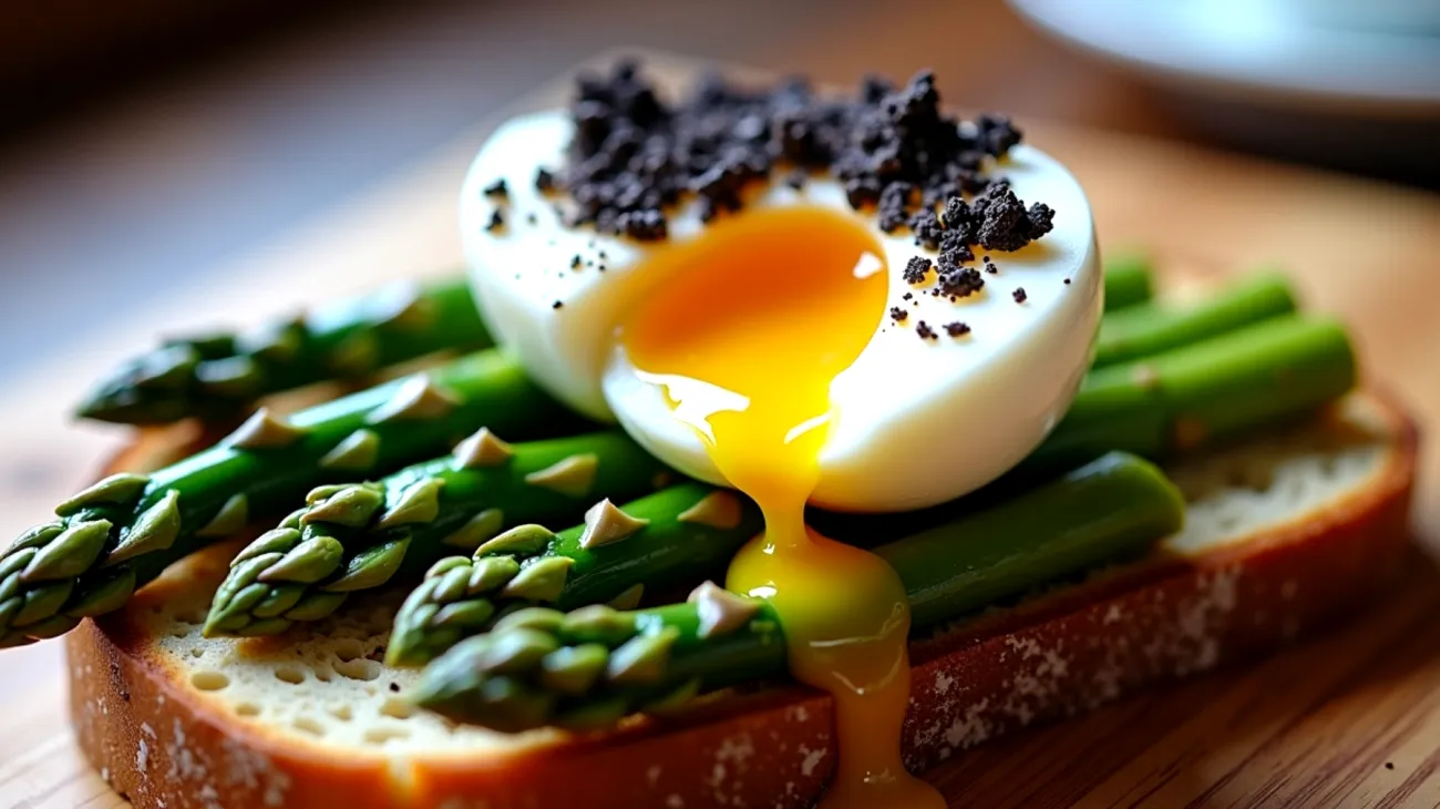Crostini tartufati asparagi uovo morbido"