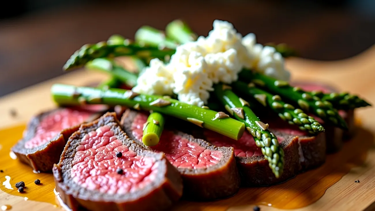 bistecca di manzo asparagi ricotta salata"