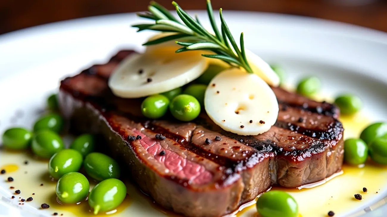 Tagliata di manzo fave fresche pecorino semi-stagionato"